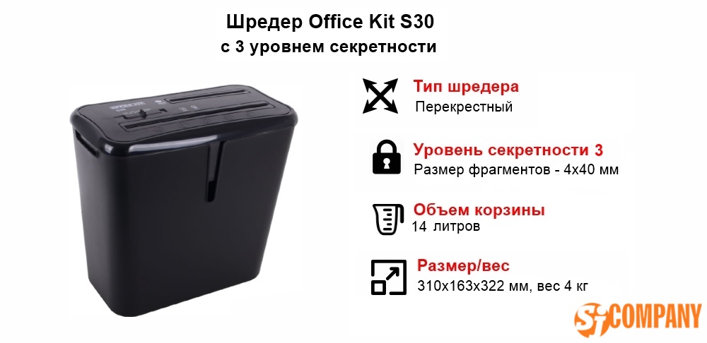 Инфографика Шредер Office Kit S30 Инфографика Шредер Office Kit S30