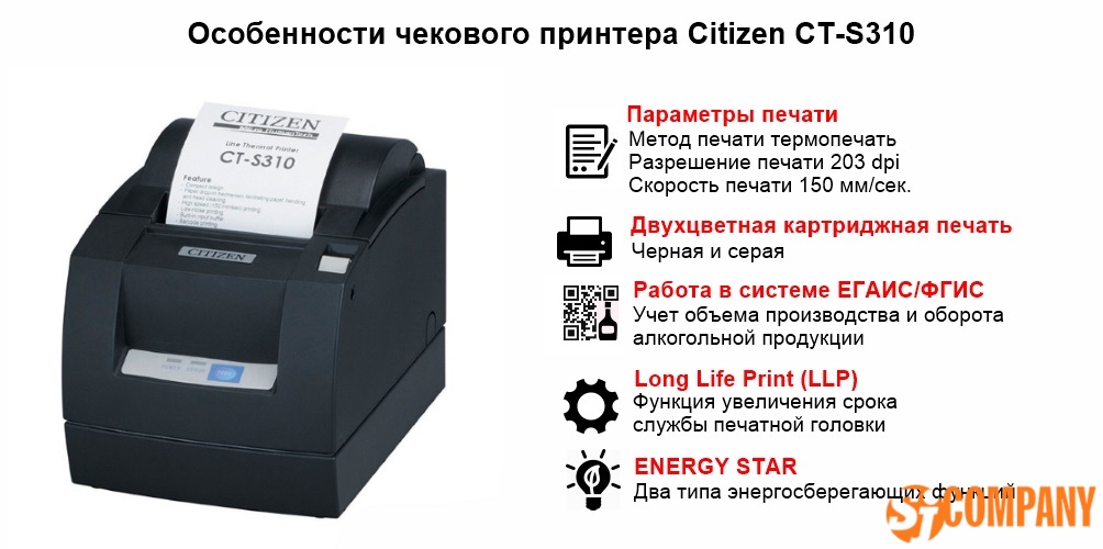 Инфографика Чекового принтера Citizen CT-S310 Инфографика Чекового принтера Citizen CT-S310