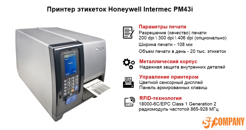 Инфографика для промышленного принтера Honeywell Intermec PM43i Инфографика для промышленного принтера Honeywell Intermec PM43i