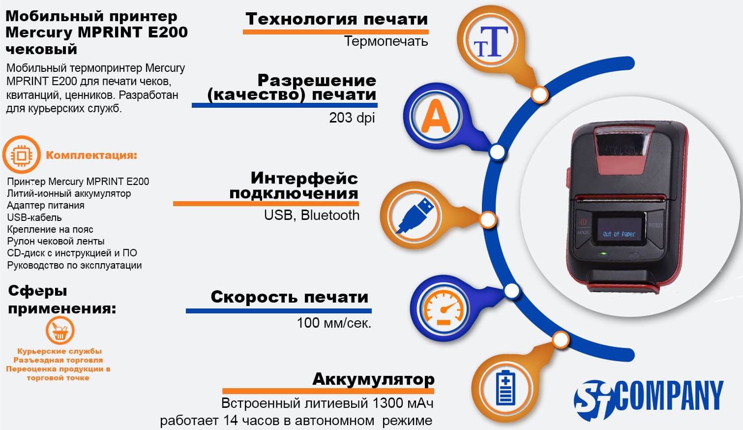 Инфографика Mercury MPRINT E200 чековый