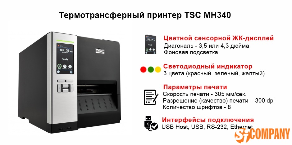 Инфографика Принтера TSC MH340 Инфографика Принтера TSC MH340