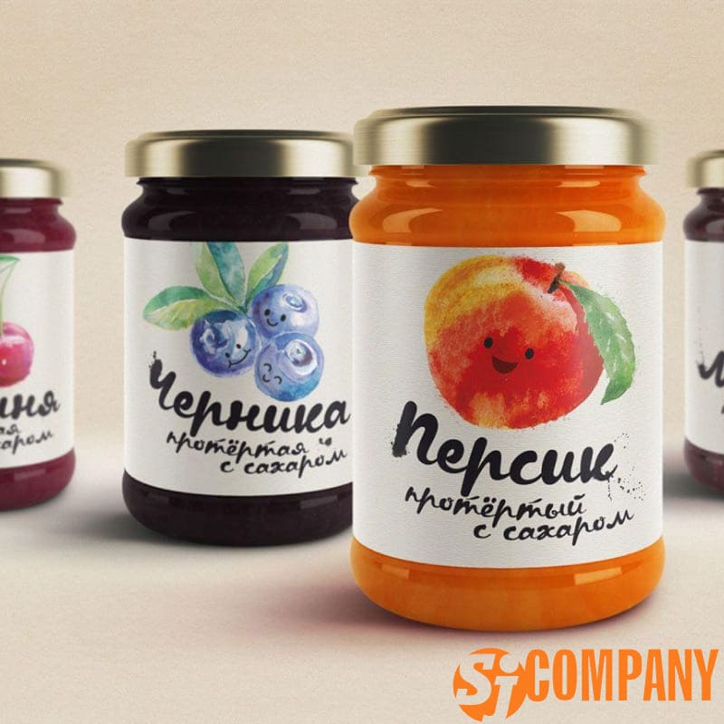 Наклейки на банки, варенье персиково и черничное